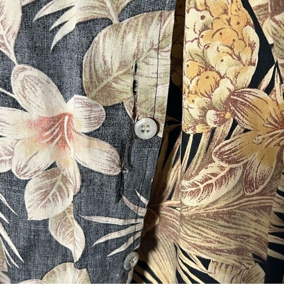 Vintage Cooke Street Hawaiian Reverse Print Floral & Palm Casual Button Shirt L - Picture 5 of 7